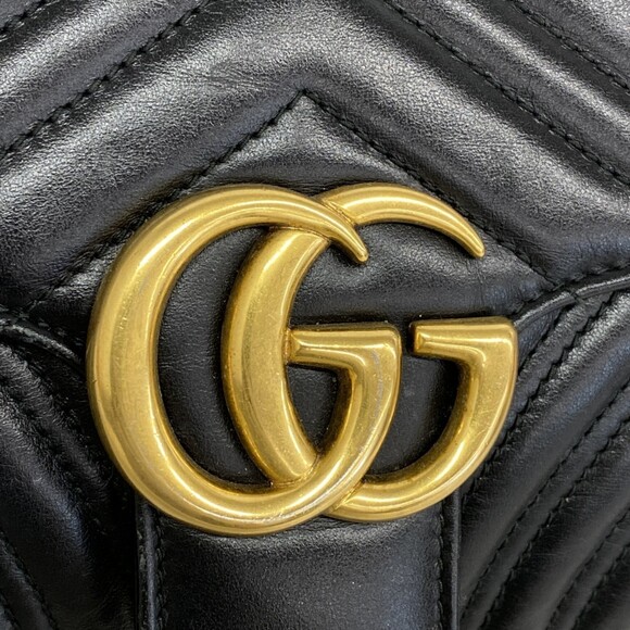 GUCCI Black Leather GG Marmont Shoulder Bag - Picture 15 of 16